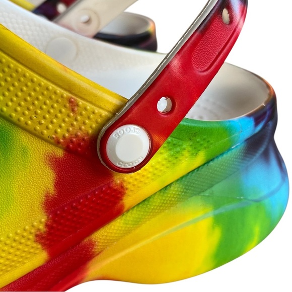 Crocs Classic Bae Tie Dye Rainbow Clogs Platform Sole Multicolor Women's Size 11 - Picture 11 of 12